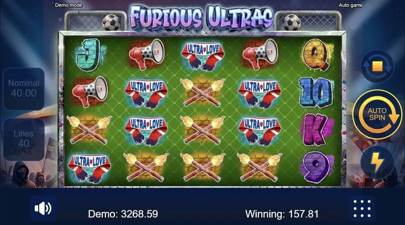 Furious Ultras - glavni ekran igre s tribinama